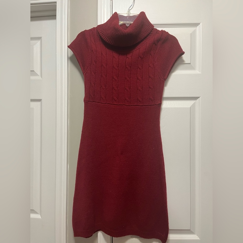 SO Women's Burgundy Cable Knit Midi Dress